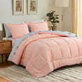 thumbnail image 2 of RUIKASI 7 Pieces Pink/Light Grey King Bed Comforter Set with Sheets - Bed in a Bag with Comforter and All Season Sheets, Pillowcases, 2 of 6
