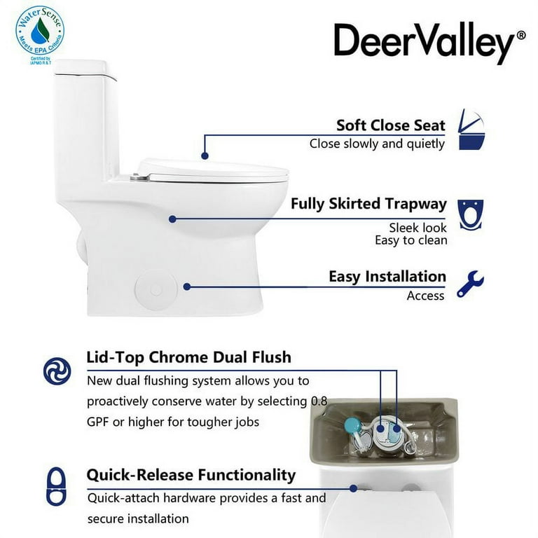 DeerValley DV-1F52816 One Piece Toilet Ceramic 1.28 GPF Dual Flush 