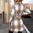 thumbnail image 4 of Tqcoqu Women's Plaid Faux Flannel Shirt Dress,Lapel Long Sleeve Belted Waist Button Down Mini Dress,Fall Winter Trendy Clothes, 4 of 5
