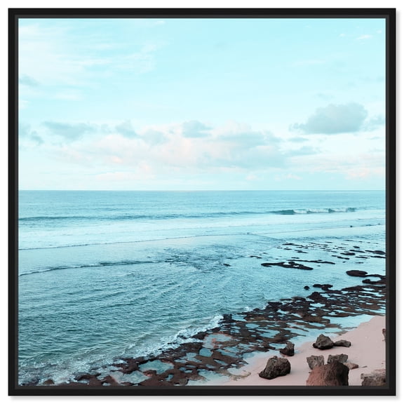 Uluwatu Beach Landscape Photography Canvas Wall Art by Notoriart, Black Floater Frame, 12"x12"