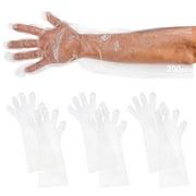 Disposable Elbow Gloves, 22 Inch Long. Pack of 200 Clear Disposable Elbow Length Gloves for Food Handling, 1.1 mil. Poly Elbow Length Disposable Gloves. HDPE Plastic Long Disposable Gloves