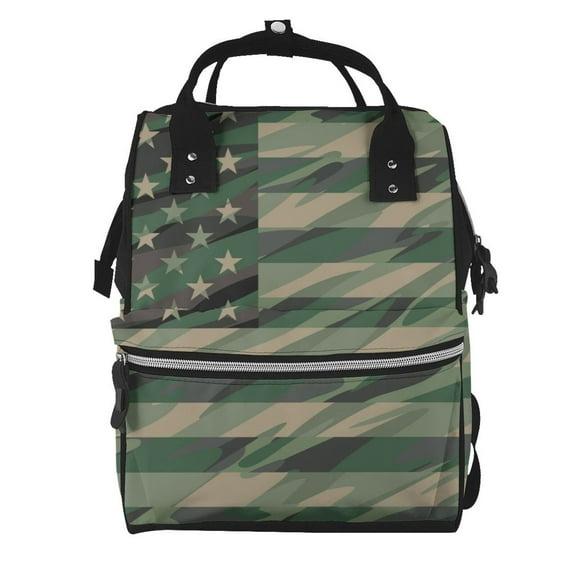 Defioc Jungle Green Camo USA Flag for Baby Diaper Bag Backpack - Baby Bag for Boys & Girls - Diaper Backpack - Large Travel Diaper Bags- Baby Registry Search & Shower Gifts