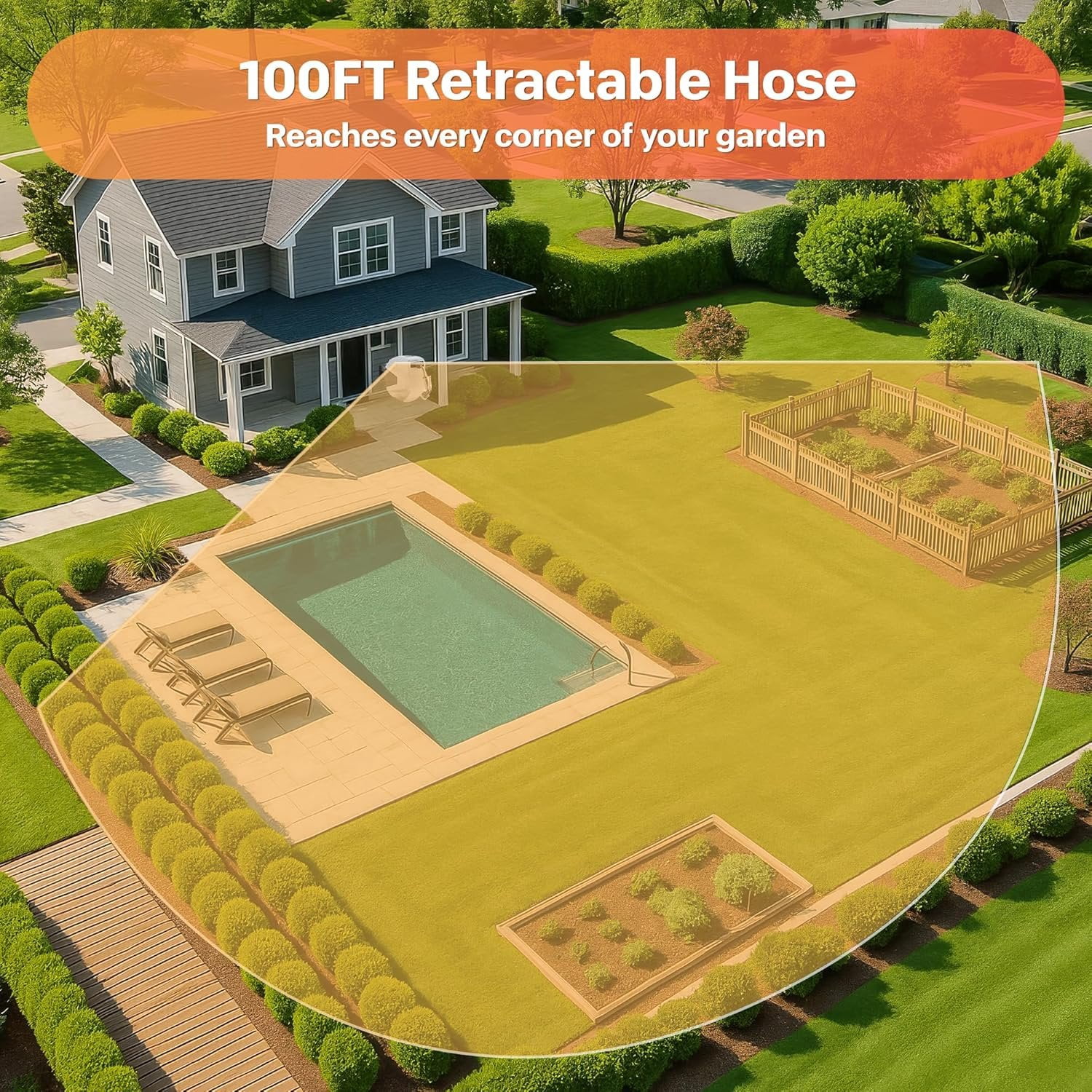 Wall Mounted Retractable Hose Reel,1/2" x 65ft Garden Hose with 9- Function Sprayer Nozzle,Any-Length Lock,Auto Rewind & Slow Return System,180? Swivel Bracket (Grey)