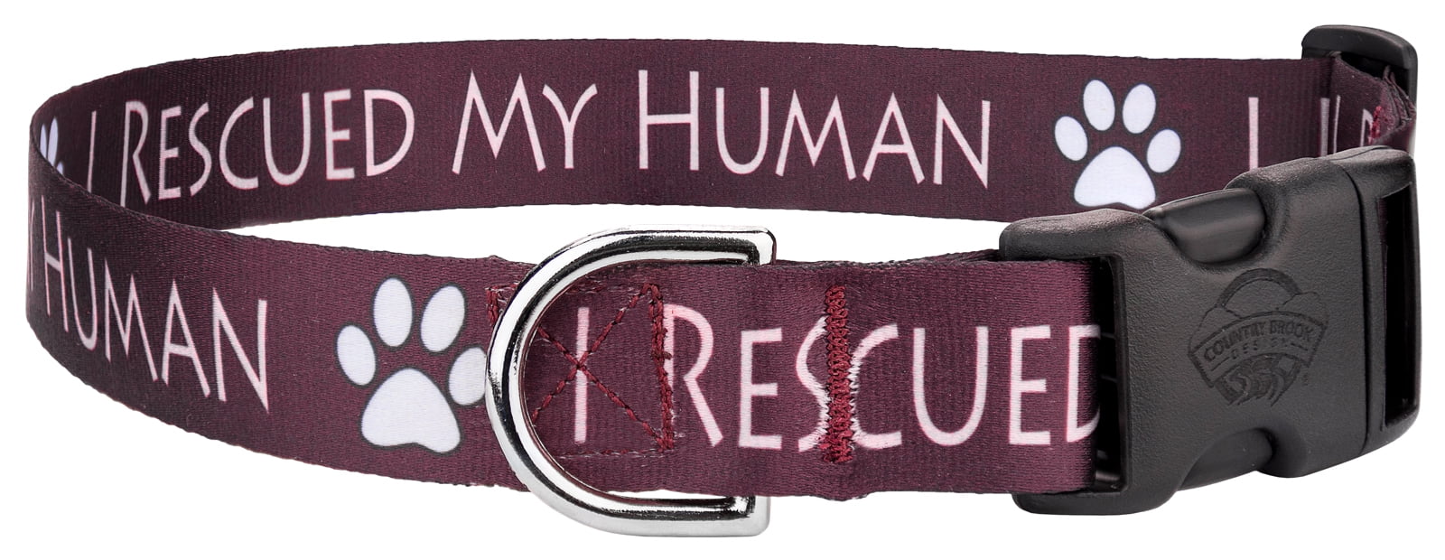 Country Brook Design® Deluxe I Rescued My Human Dog Collar Limited