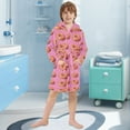 thumbnail image 5 of FORMRS Niños Bathrobe Unisex Hooded Robe Soft Plush Pajamas Sleepwear, Size 7-9T, Pink Doughnuts, 5 of 7