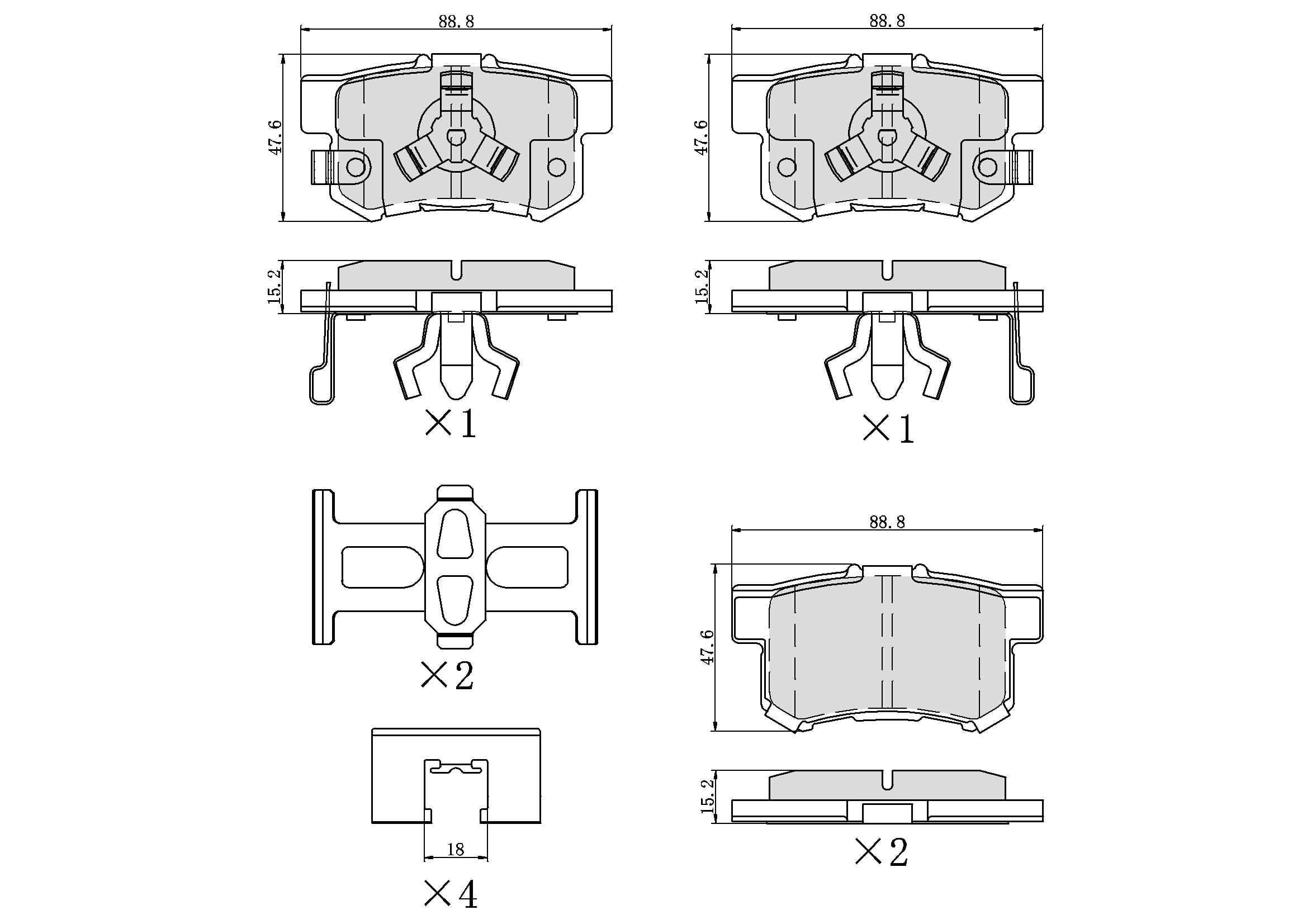 Winstop Brake Pad Set, Rear WS.1086.0.C, Honda CR-V 2016-2005