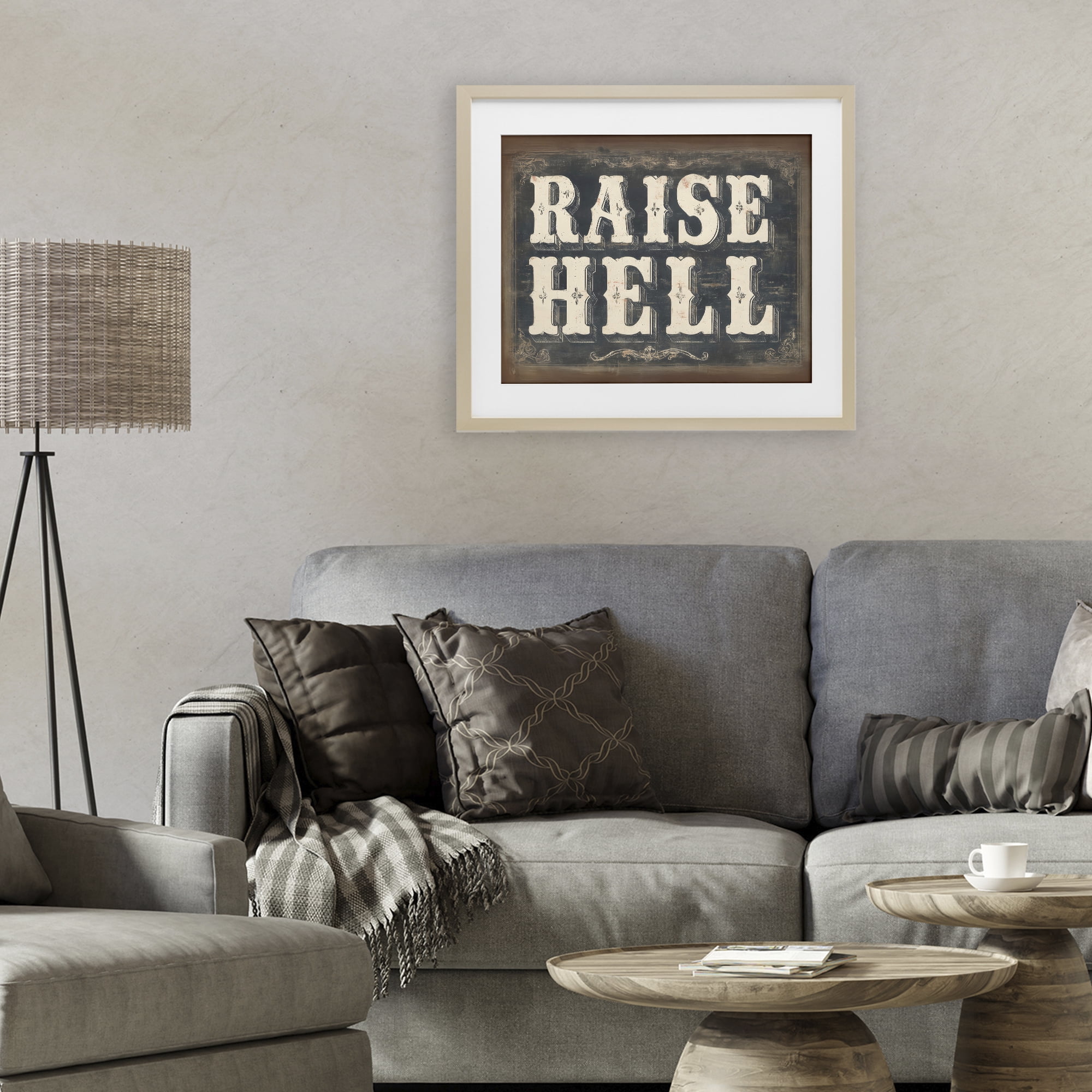 Stupell Industries Raise Hell Vintage Western Birch Framed Print Under Glass, design by Arlington Prints