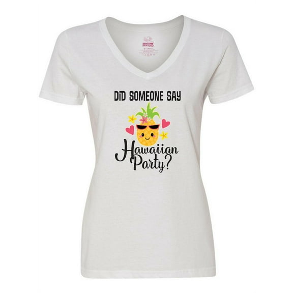 Inktastic Hawaiian Party Pineapple Women's V-Neck T-Shirt