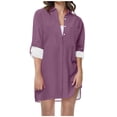 thumbnail image 2 of JIUKE Womens V Neck Collared Button down Shirts Long Sleeve Tunic Tops Casual Summer Cover Ups Size M, 2 of 6
