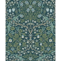 NextWall Prussian Blue & Moss Green Victorian Garden Peel and Stick Wallpaper