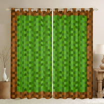 Feelyou Pixelate Miner Black Out Curtains, Video Gaming Curtains Pack of 2 (42x63 Each)