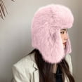 thumbnail image 4 of Lovskoo Women's Solid Color Winter Warm Ear Protection Lei Feng Hat Fashion Plush Skiing Cap Pink, 4 of 5
