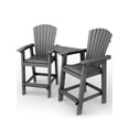 thumbnail image 2 of Wulful Tall Adirondack Chair Set w/ 2 Outdoor Barstools and Connecting Tray for Patio Umbrella, Gray, 2 of 7