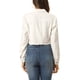 thumbnail image 3 of CHAQUETA DE MEZCLILLA RECORTADA BLANCA CON CUELLO CAÍDO Y ABOTONADO PARA MUJERES INSPIRADA EN CHIC, TALLA XS, 3 of 8