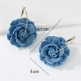 thumbnail image 6 of Camellia Flower Dangle Earrings for Women Cowboy Statement Big Exaggerated Fabric Hoop Huggie Blue Floral Studs Gold Plated Long Drop Dangling Earring Fashion Jewelry Gifts, 6 of 6