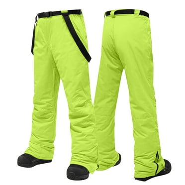 JULMCOMO Ski Pants Men Insulated Waterproof Winter Snow Pants Warm Snowboarding Pants Fleece big and tall Thermal Bibs Overalls with Pocket Fluorescent Green M
