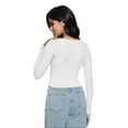 thumbnail image 6 of Women's Square Neck Long Sleeve Slim Fitted Casual Long Sleeve Shirts Basic Crop Top 2024 Trendy Clothes, 6 of 6