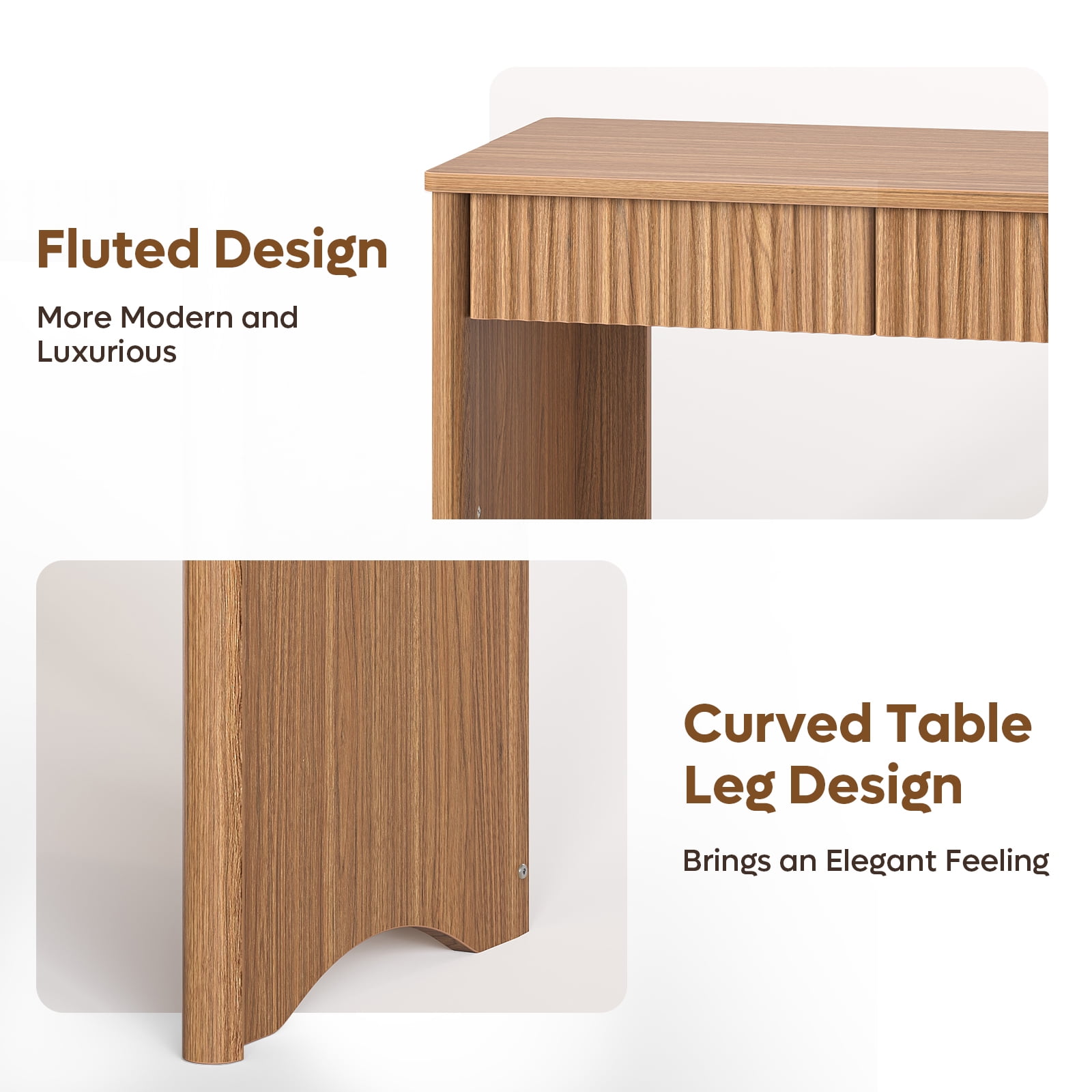 Bestier Computer Desk with 2 Storage Drawers,Home Office Writing Study Desk PC Table for Small Space,Brown Oak