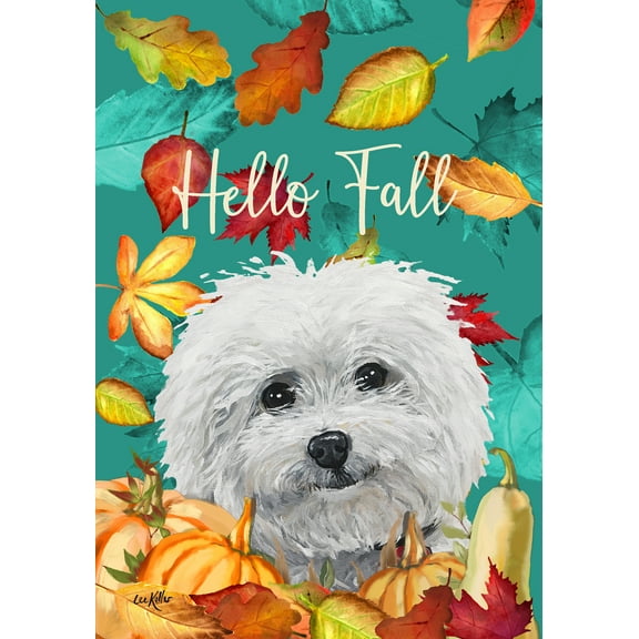 Bichon Frise - Hippie Hound Studios Fall Garden Flag