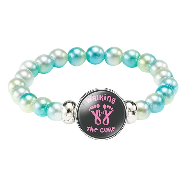Cancer Awareness Bracelet Ribbon Charm Jewelry For Women Support Strength Inspirational