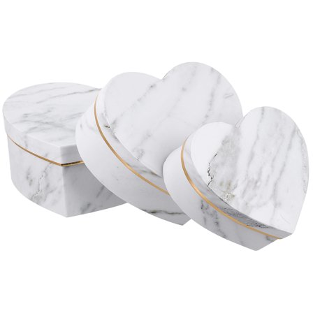 Uonlytech 3Pcs Heart Flowers Box White Floral Paper Storage for Weddings