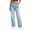 Light Blue, variant on Risckoth Women's Plus Size Drawstring Elastic Waist Jeans Straight Leg Loose Fit Side Pockets Solid Casual Long Pants S-2XL