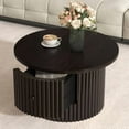 thumbnail image 2 of Round Farmhouse Coffee Table with Drawer and Vertical Slat Base, Dark Brown Finish Center Table for Living Room, 30.5", 2 of 7
