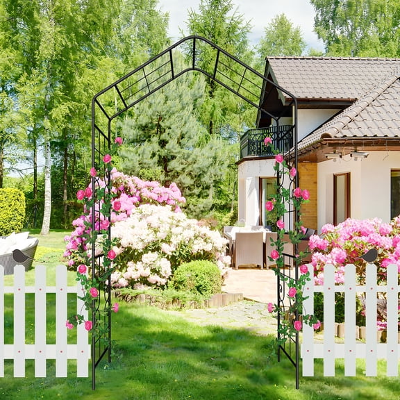 YDSM Metal Garden Arch L56.3'' x W16.93'' x H94.5'' Climbing Plants Support Rose Arch Outdoor Black