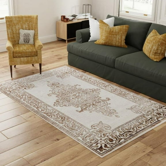Unique Loom Hermitage Collection Area Rug - Gala (9' x 12' Rectangle Chocolate Brown/Black)