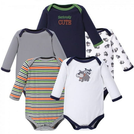 UPC: 0660168381863 | Luvable Friends Baby Boy Cotton Long-Sleeve Bodysuits 5pk  Dog  0-3 Months