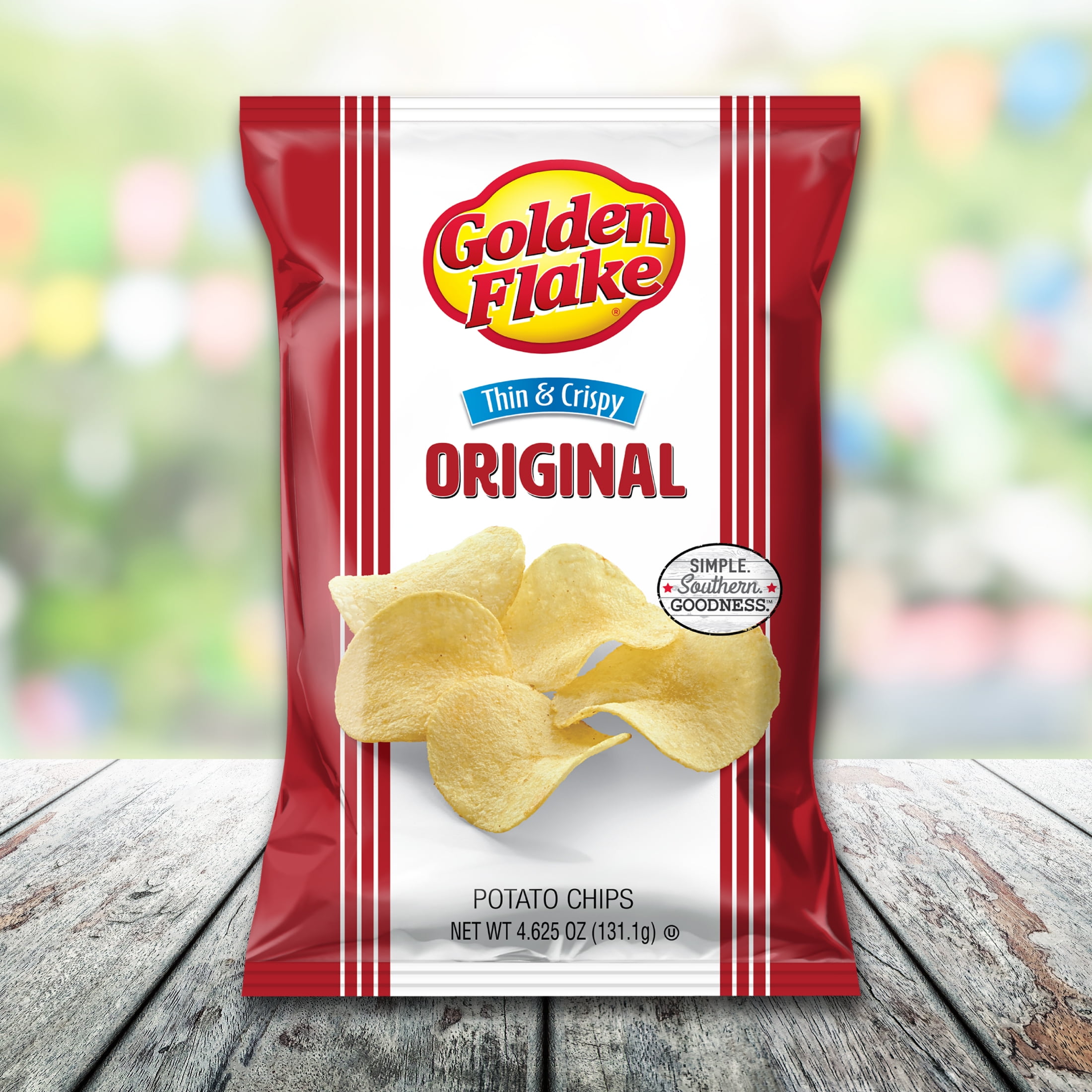 Golden Flake Original Thin & Crispy Potato Chips, Gluten-Free, 4.625 oz Bag