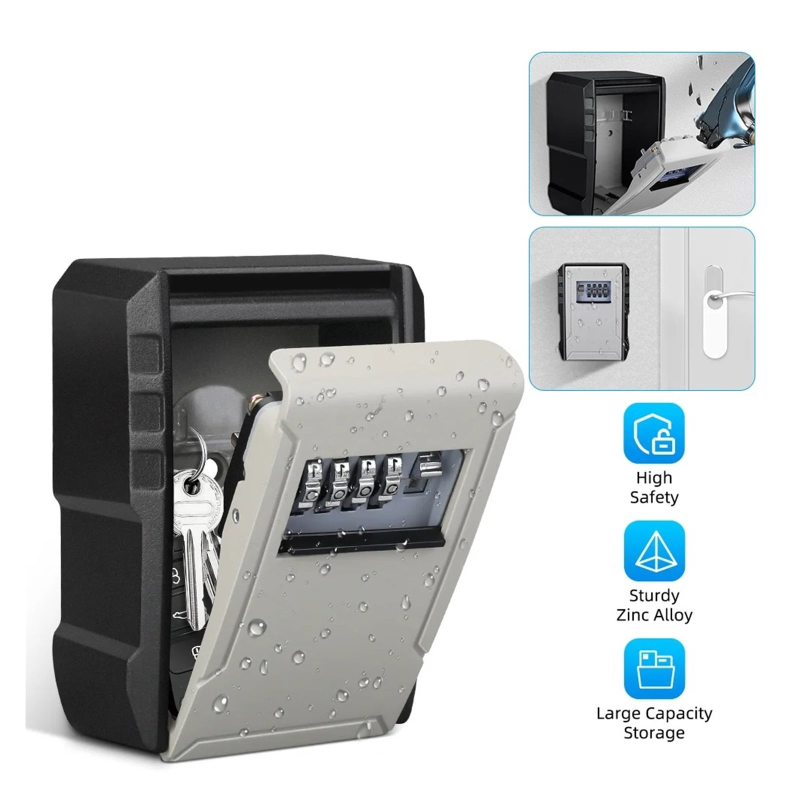 Wall Mount Key Box Zinc Alloy Password Lock Storage Box 4 Digit Password Security Key Box Organizer ,Multiple Options Available