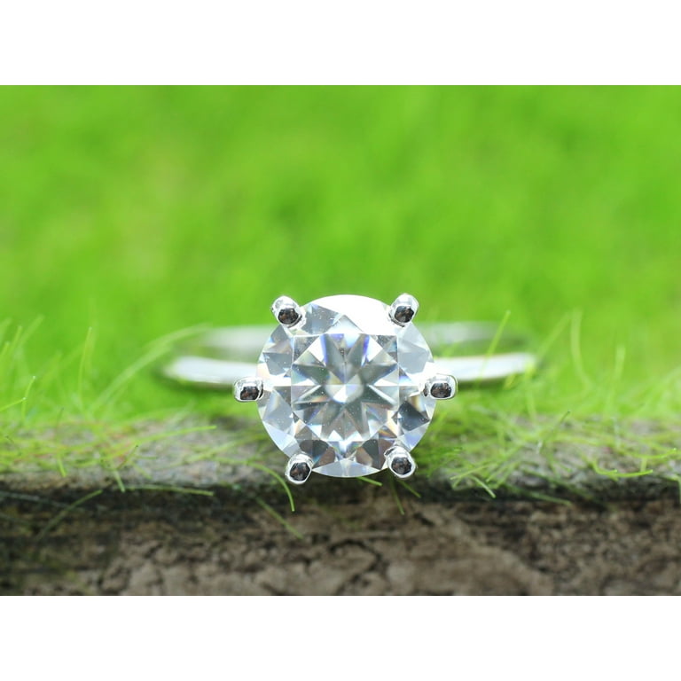 Beautiful 4 prong Lab Grown simulated Moissanite Solitaire Ring deals Sterling Silver