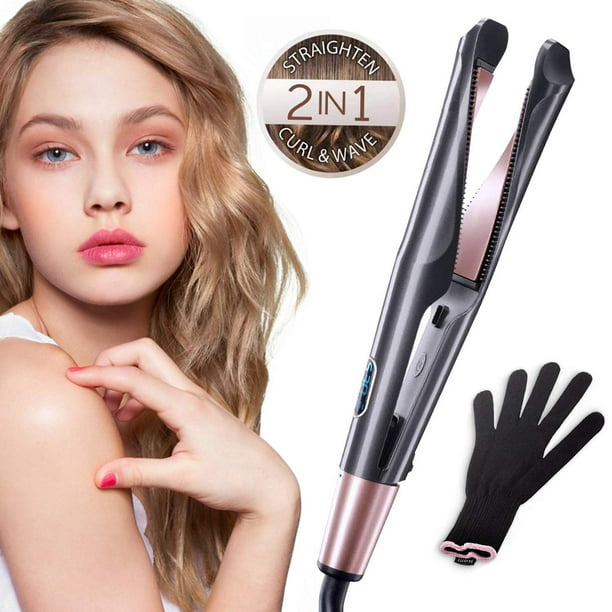 Hair Straightener Curling Iron, 2 in 1 Tourmaline Ceramic Twisted Flat Iron Hair  Styling with Adjustable Temp,LCD Digital Display & Auto Shut-Off for hair  styling 