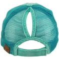 thumbnail image 2 of C.C Ponytail Messy Buns Trucker Ponycaps Plain Baseball Visor Cap Dad Hat (Distressed Solid Turquoise), 2 of 3