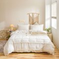 thumbnail image 1 of Home Textile Bedding Chemical Fiber Washed Cotton Three-layer Small Gold Tassel Quilt Cover Kit, 1 of 4