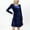 004 Navy, variant on Women's High Waisted Velvet Dress Casual Long Sleeve Crew Neck Dress A-Line Flowy Dress With Pockets