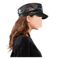 thumbnail image 6 of Unisex PU Leather Caps Spring Autumn Sailor Hats For Women Men Black Grey Flat Top Captain Cap Travel Cadet Hat ,Easy to Wear, 6 of 7