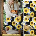 thumbnail image 5 of Sunflower and Daisy Black Pattern Round Tablecloth 70"x70", Wrinkle Resistant Wipeable Table Cover for Kitchen Dining Room Picnic Patio and Party, 5 of 6