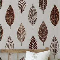 S4sassy Self Adhesive Wallpaper, Brown Stylized Leaf Print Mural Wall Paper, Textured Peel and Stick Contact Paper for Walls, Entryway accent Wall, Office Decor, Solution (25"x60" inch)