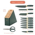 thumbnail image 3 of Beautiful 12 Piece Thyme Green and Gold Knife Block Set with Soft-Grip Ergonomic Handles by Drew Barrymore, 3 of 10