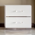 thumbnail image 6 of Benjara Ruo 25"" Modern NightStand-2 Drawers-Chrome Plinth Base-White Wood, 6 of 6