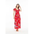 thumbnail image 4 of Women's Hawaiian Maxi Ruffle Sleeve Dress in Hibiscus Red, 4 of 5