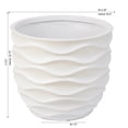 thumbnail image 3 of LuxenHome 11.6-Inch H White MgO Waves Design Round Planter, 3 of 7