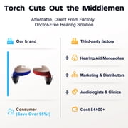 Ceretone Torch In-The-Canal Ear Hearing Aids with Intricon® 16-Channel Digital Chip, Rechargeable OTC Digital Hearing Devices for Senior , Volume Control & Preset Programs
