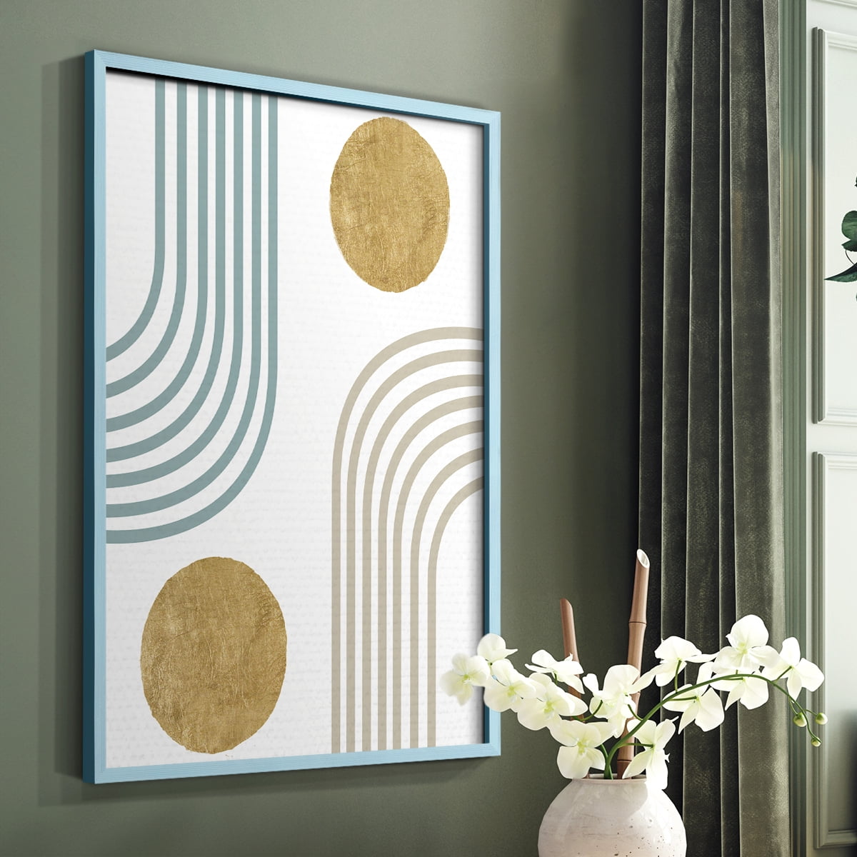 Millennium Arches in Blue Solid Wood 11 x 14 Framed Print