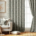 thumbnail image 2 of Vargottam Room Darkening Curtains - Floral Motif Pattern, Set of 2 Panels, 52" x 72" - Grommet-Top Blackout Window/Door Drapes for Bedroom, Nursery & Living Room - Beige, 2 of 9