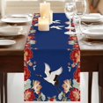 thumbnail image 3 of Table Runners 60 Inches Long Dress Scarves, Blue Crane Farmhouse Kitchen/Dining Table Runner, Small Coffee Tablerunners, Vintage Red Teal Spring Floral Botanical 13x60 Inch, 3 of 9