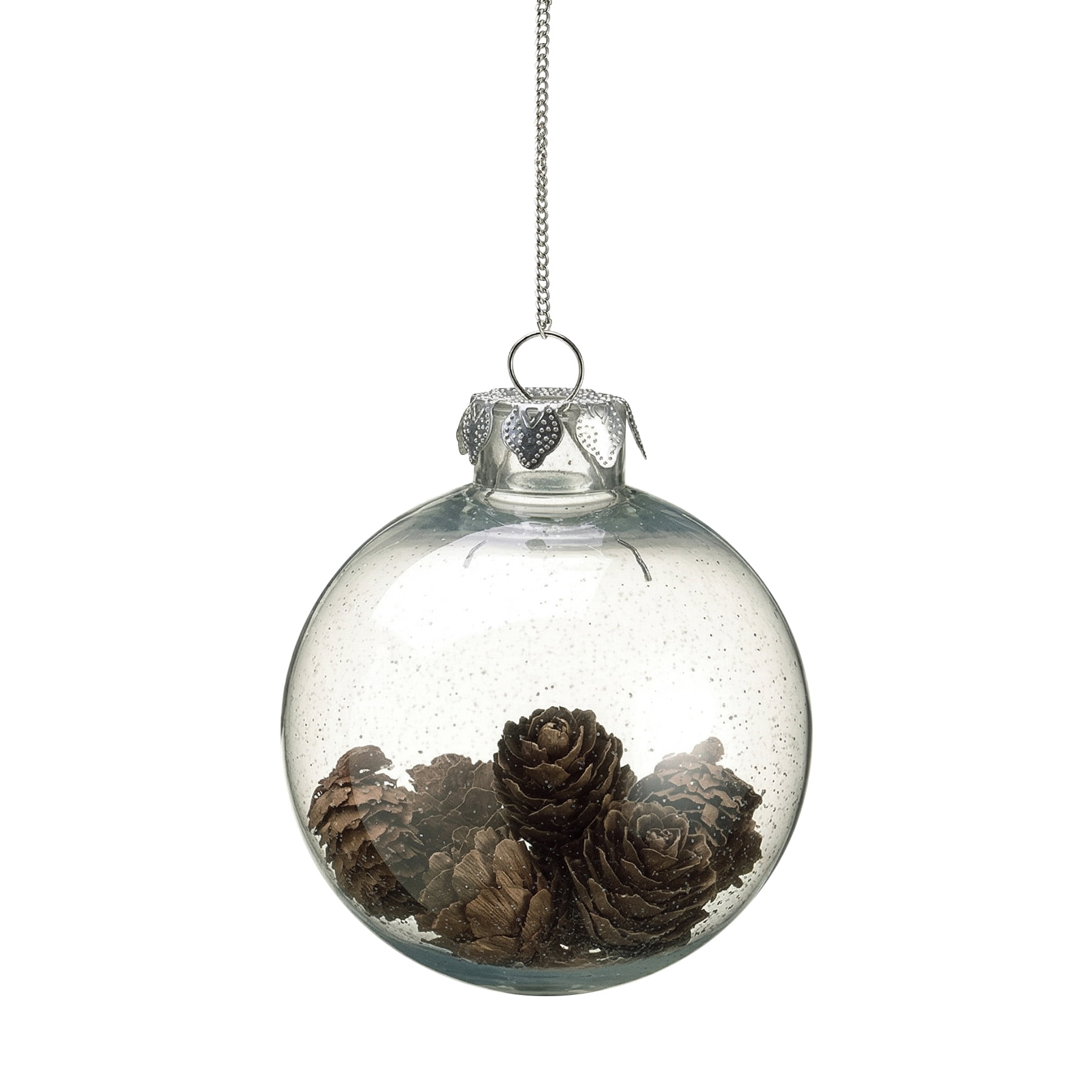Country Cabin Clear Plastic Mini Pine Cone Filled Christmas Ball Ornament 3.5" (88 mm)