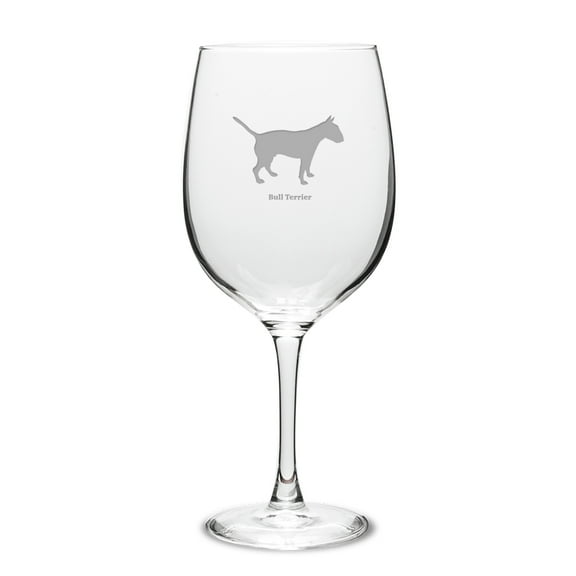 Bull Terrier Deep Etched 19 oz Classic Red Wine Glass